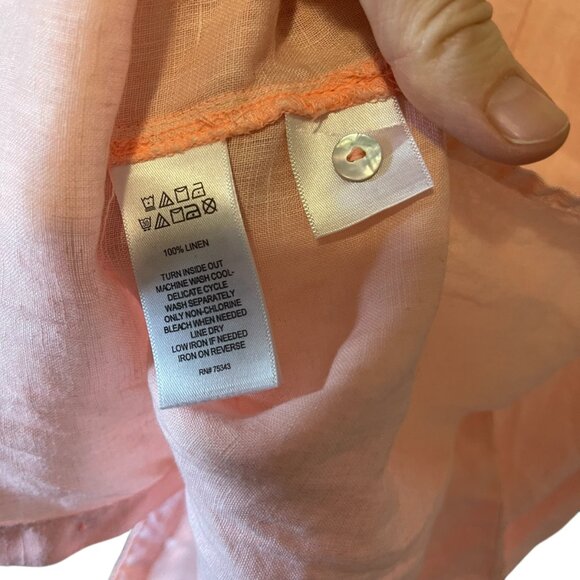 100% Linen Sleeveless collared tunic/shirt SZ S in bleached coral - Picture 6 of 6